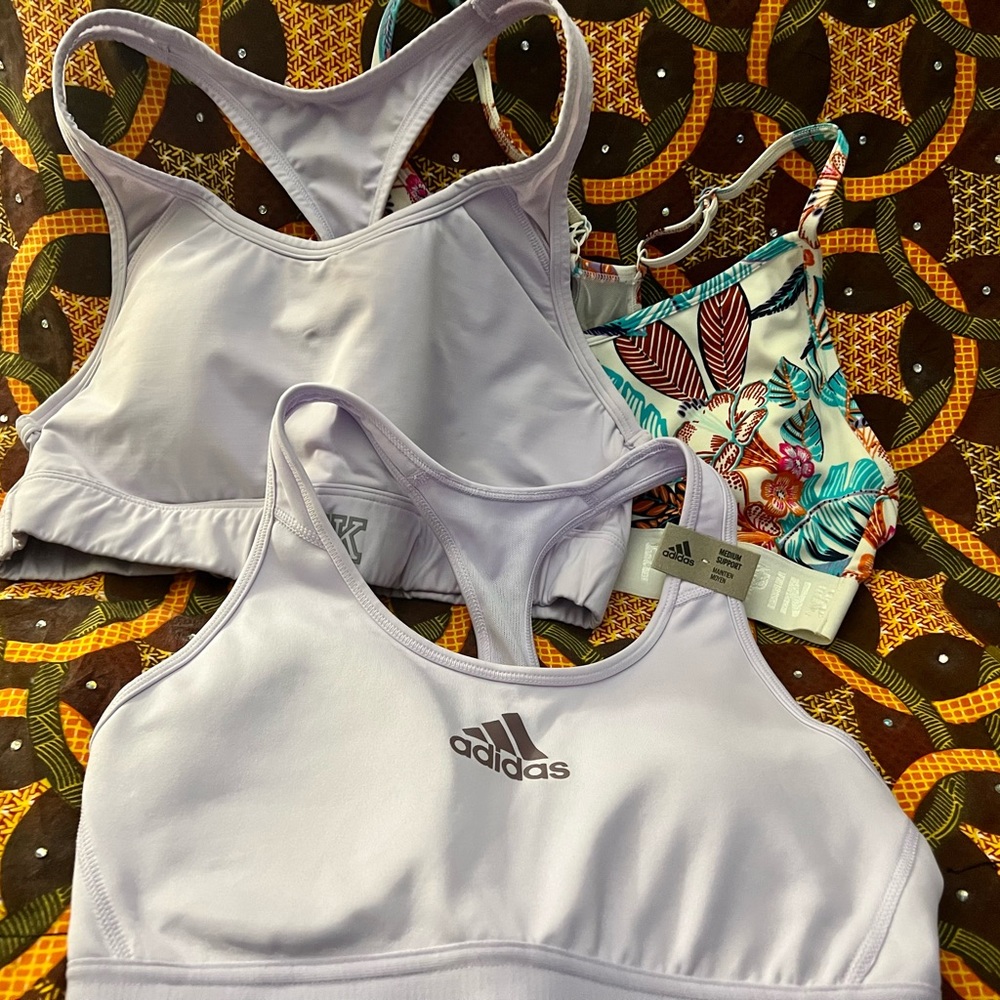 VS sports bras (2) 1 New W/O Tags 1 Like New( (1) New W/Tags Adidas Padded Bra